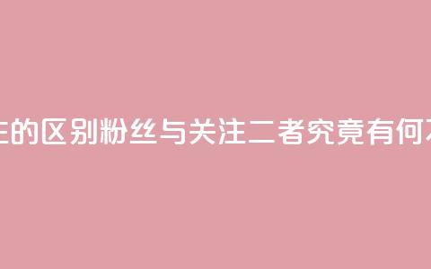 粉丝和关注的区别 - 粉丝与关注:二者究竟有何不同?! 第1张 粉丝和关注的区别 - 粉丝与关注:二者究竟有何不同?! 第1张