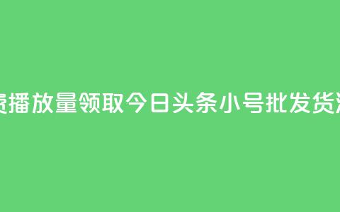 抖音免费播放量领取 - 今日头条小号批发货源 第1张 抖音免费播放量领取 - 今日头条小号批发货源 第1张