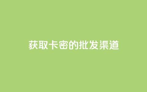 获取卡密的批发渠道  第1张