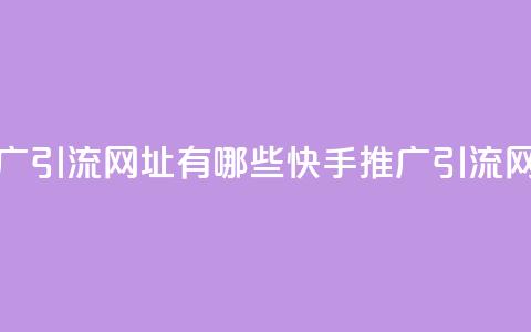 快手推广引流网址有哪些(快手推广引流网址汇总)  第1张