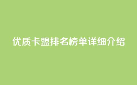 优质卡盟排名榜单详细介绍 第1张 优质卡盟排名榜单详细介绍 第1张