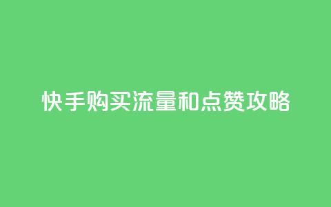 快手购买流量和点赞攻略  第1张