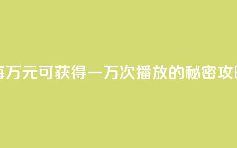 每万元可获得一万次播放的秘密攻略 第1张 每万元可获得一万次播放的秘密攻略 第1张