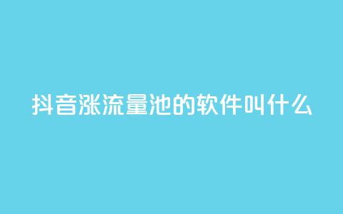 抖音涨流量池的软件叫什么,快手业务平台网站官网 - 抖音怎么放外网链接 快手播放量网址  第1张