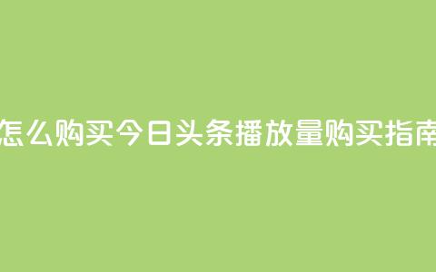 今日头条的播放量怎么购买 - 今日头条播放量购买指南与技巧分享!  第1张 今日头条的播放量怎么购买 - 今日头条播放量购买指南与技巧分享!  第1张