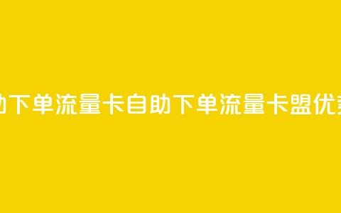 卡盟自助下单流量卡(自助下单流量卡盟优势)  第1张