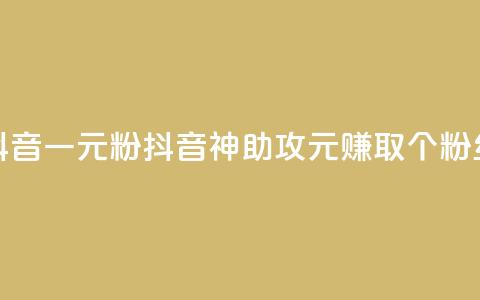 抖音一元1000粉(抖音神助攻：1元赚取1000个粉丝)  第1张