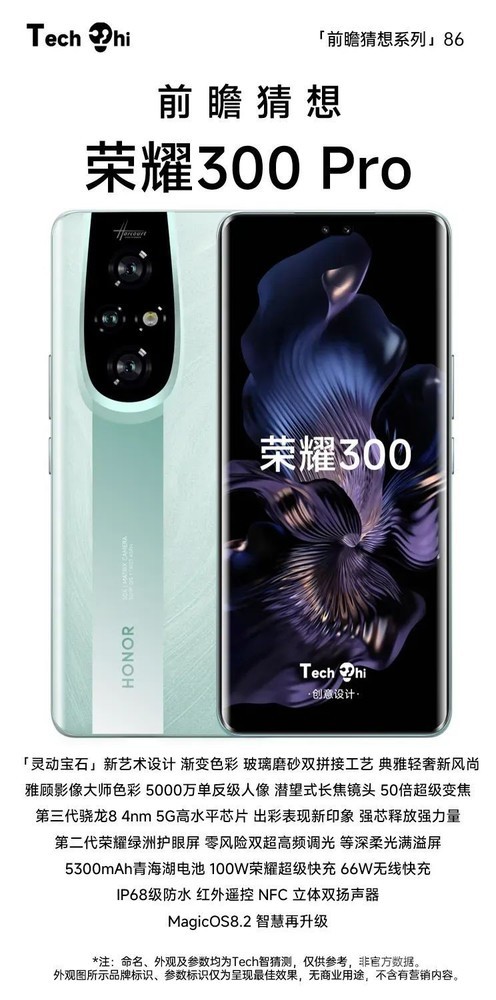 荣耀300 Pro猜想设计图曝光：双拼机身 镜头模组抢眼  第3张