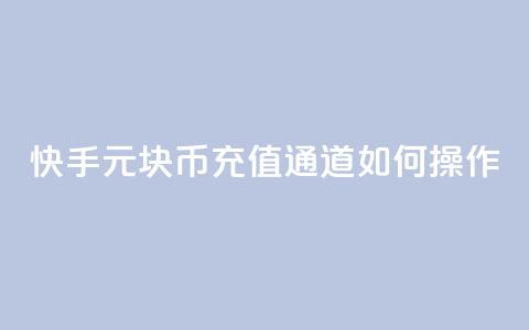 快手1元10块币充值通道如何操作  第1张