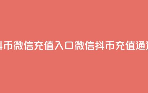 抖币微信充值入口(微信抖币充值通道) 第1张 抖币微信充值入口(微信抖币充值通道) 第1张