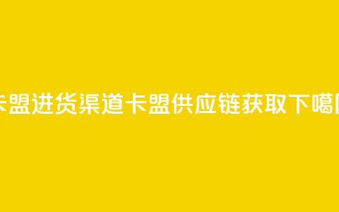 卡盟进货渠道(卡盟供应链获取) 第1张 卡盟进货渠道(卡盟供应链获取) 第1张
