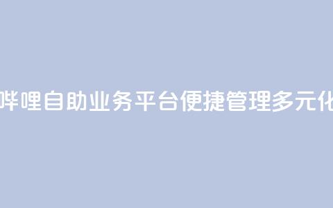 哔哩哔哩自助业务平台，便捷管理多元化业务  第1张