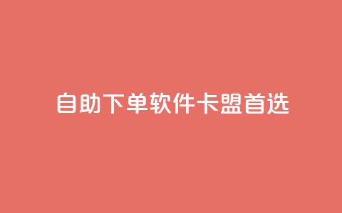 自助下单软件——卡盟首选 第1张 自助下单软件——卡盟首选 第1张