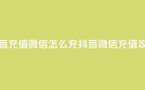 抖音充值微信怎么充(抖音微信充值攻略)  第1张
