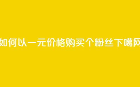 如何以一元价格购买3000个粉丝 第1张 如何以一元价格购买3000个粉丝 第1张