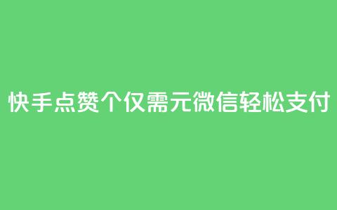 快手点赞100个仅需2元 微信轻松支付  第1张 快手点赞100个仅需2元 微信轻松支付  第1张