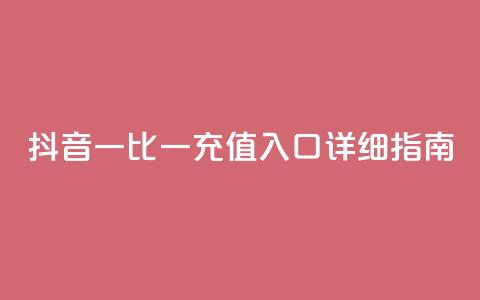 抖音一比一充值入口详细指南  第1张 抖音一比一充值入口详细指南  第1张