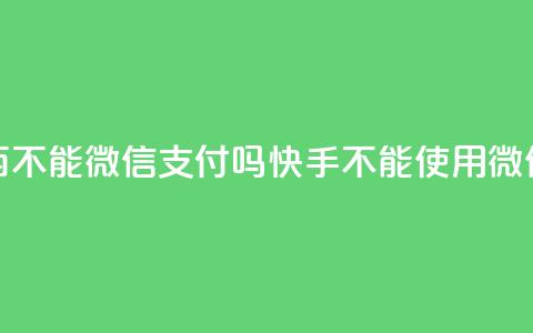快手买东西不能微信支付吗(快手不能使用微信支付购物)  第1张 快手买东西不能微信支付吗(快手不能使用微信支付购物)  第1张