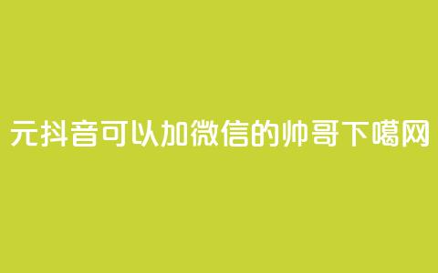 1元100抖音 - 可以加微信的帅哥  第1张 1元100抖音 - 可以加微信的帅哥  第1张