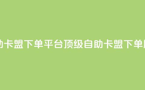 自助卡盟下单平台:顶级自助卡盟下单服务  第1张 自助卡盟下单平台:顶级自助卡盟下单服务  第1张