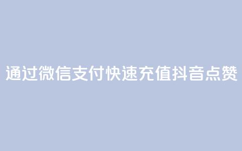 通过微信支付快速充值抖音点赞 第1张 通过微信支付快速充值抖音点赞 第1张