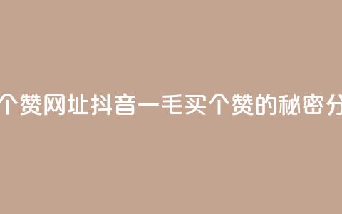 抖音一毛100个赞网址 - 抖音一毛买100个赞的秘密分享!  第1张