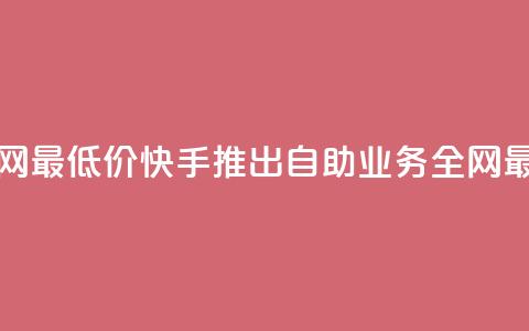 快手业务自助全网最低价 - 快手推出自助业务全网最低价服务！  第1张