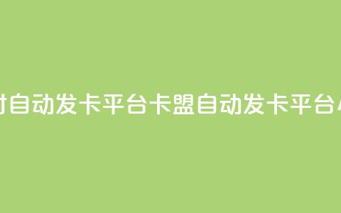 cf卡盟24小时自动发卡平台(CF卡盟自动发卡平台24小时服务)  第1张