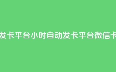 微信卡盟24小时自动发卡平台 - 24小时自动发卡平台微信卡盟优质服务!  第1张