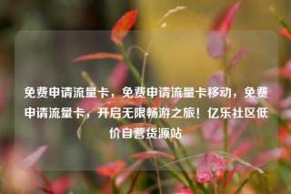 免费申请流量卡,免费申请流量卡移动,免费申请流量卡,开启无限畅游之旅!亿乐社区低价自营货源站