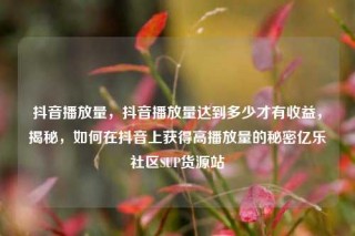 抖音播放量，抖音播放量达到多少才有收益，揭秘，如何在抖音上获得高播放量的秘密亿乐社区SUP货源站