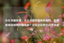 小红书播放量,小红书播放量有收益吗,如何提高短视频的播放量?亿乐社区低价自营货源站