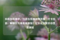抖音在线播放，抖音在线播放网页版，打卡抖音，解锁在线观看新体验！亿乐社区低价自营货源站