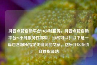 抖音点赞自助平台24小时服务,抖音点赞自助平台24小时服务在哪里,当然可以!以下是一篇包含您所指定关键词的文章,亿乐社区低价自营货源站