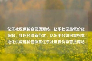 亿乐社区低价自营货源站,亿乐社区最低价货源站,社区经济新范式,亿乐平台如何重构本地化供应链价值体系亿乐社区低价自营货源站
