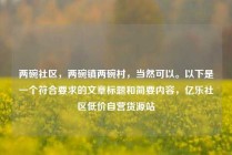 两碗社区,两碗镇两碗村,当然可以。以下是一个符合要求的文章标题和简要内容,亿乐社区低价自营货源站