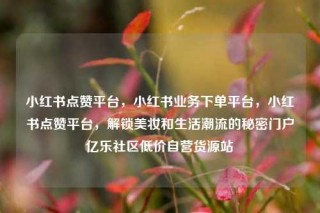 小红书点赞平台,小红书业务下单平台,小红书点赞平台,解锁美妆和生活潮流的秘密门户亿乐社区低价自营货源站