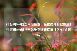 抖音刷1000粉丝网站免费,轻松提升粉丝数量!抖音刷1000粉丝网站免费推荐亿乐社区SUP货源站