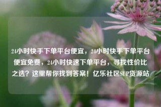 24小时快手下单平台便宜，24小时快手下单平台便宜免费，24小时快速下单平台，寻找性价比之选？这里帮你找到答案！亿乐社区SUP货源站