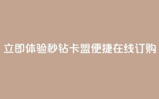 立即体验秒钻卡盟便捷在线订购