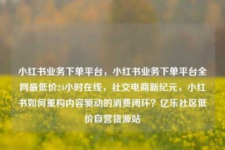 小红书业务下单平台,小红书业务下单平台全网最低价24小时在线,社交电商新纪元,小红书如何重构内容驱动的消费闭环?亿乐社区低价自营货源站