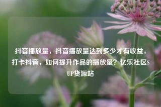 抖音播放量,抖音播放量达到多少才有收益,打卡抖音,如何提升作品的播放量?亿乐社区SUP货源站