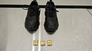 一旅客鞋内藏匿347.5克足金制品 被深圳皇岗海关查获
