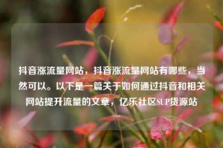 抖音涨流量网站,抖音涨流量网站有哪些,当然可以。以下是一篇关于如何通过抖音和相关网站提升流量的文章,亿乐社区SUP货源站