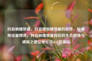 抖音刷播放量,抖音增加播放量的软件,短视频流量博弈,抖音刷播放量背后的生态困境与破局之道亿乐社区SUP货源站