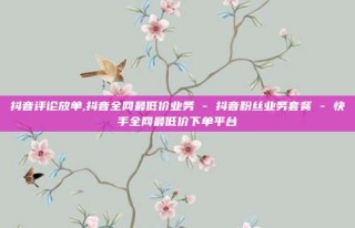 抖音评论放单,抖音全网最低价业务 - 抖音粉丝业务套餐 - 快手全网最低价下单平台
