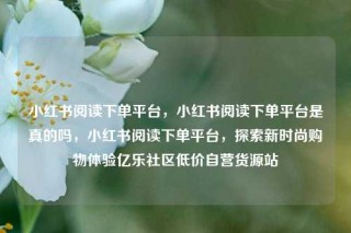 小红书阅读下单平台,小红书阅读下单平台是真的吗,小红书阅读下单平台,探索新时尚购物体验亿乐社区低价自营货源站