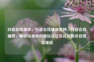 抖音在线播放,抖音在线播放官网,抖音在线播放,解锁短视频的新玩法亿乐社区低价自营货源站