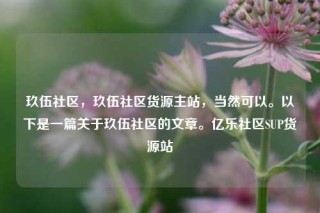 玖伍社区,玖伍社区货源主站,当然可以。以下是一篇关于玖伍社区的文章。亿乐社区SUP货源站