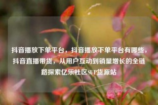 抖音播放下单平台,抖音播放下单平台有哪些,抖音直播带货,从用户互动到销量增长的全链路探索亿乐社区SUP货源站